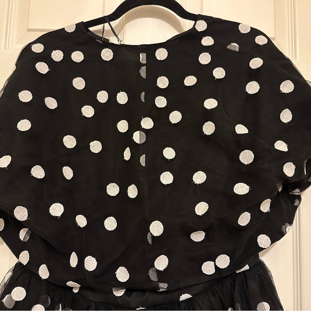 Elegant Black and White Polka Dot Dress - Picture 14 of 16